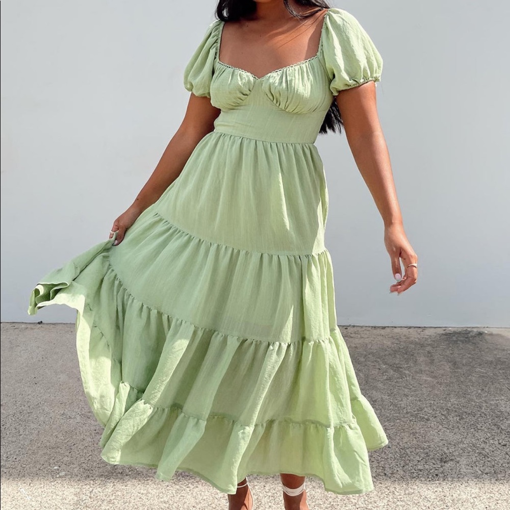 Princess polly danny midi dress green